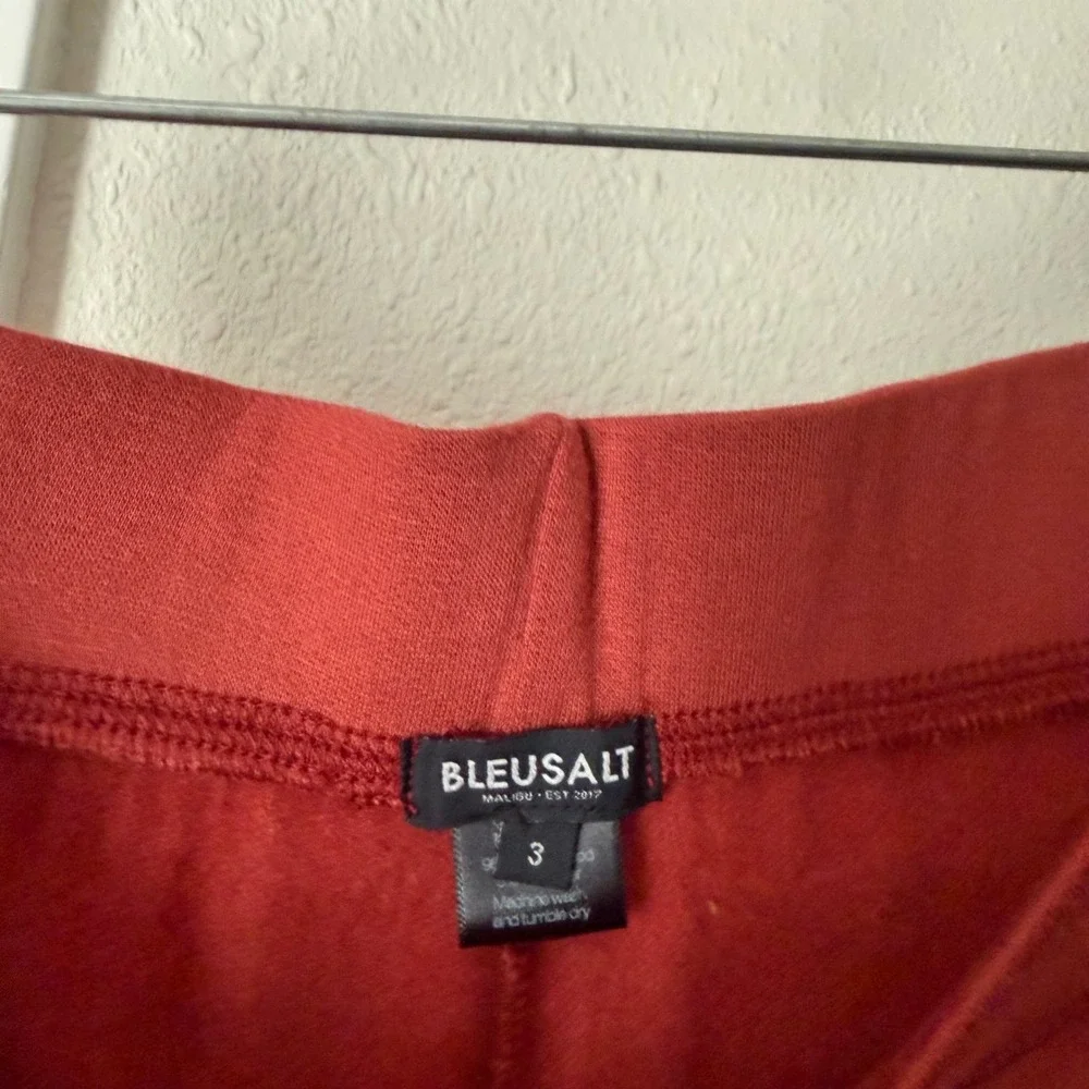 BLEUSALT rust orange wide leg soft pull on pants